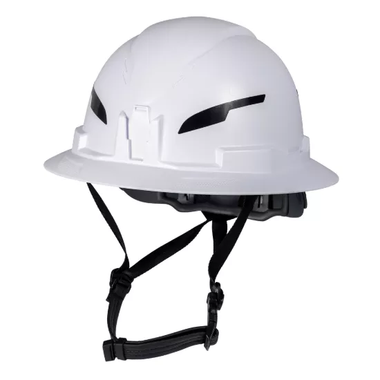 Klein Tools Class E Type-2 Hard Hat - Non-Vented Full Brim Style with Chin Strap - White