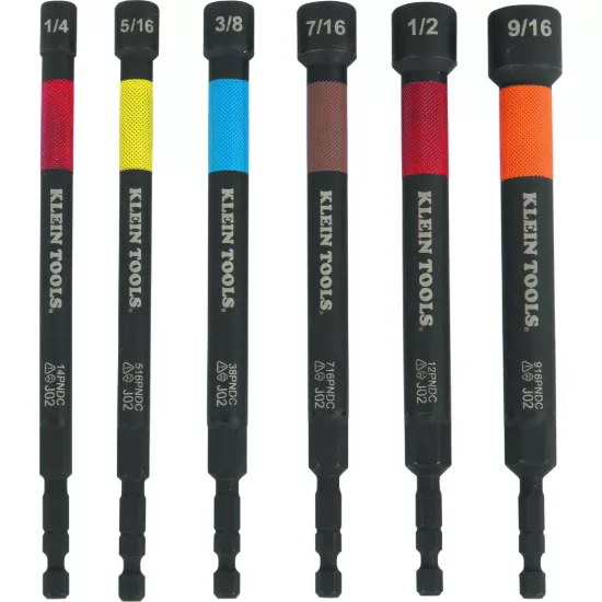 Klein Tools Magnetic Color-Coded Power Nut Setters - 6 Piece Set