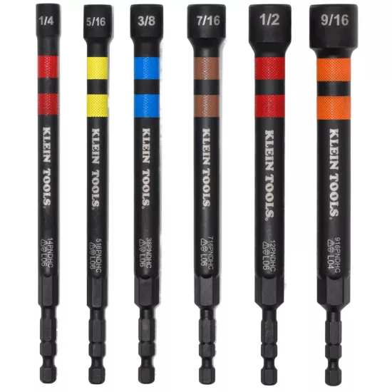 Klein Tools Magnetic Hollow Color-Coded Power Nut Drivers Set - 6 Piece