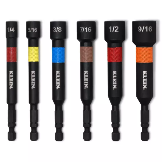 Klein Tools Magnetic Power Nut Setters - 4" Shaft - 6 Piece