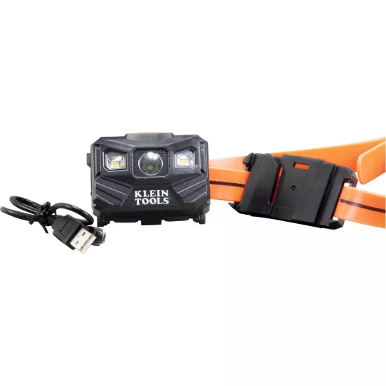Klein Tools Rechargeable Headlamp with Silicone Strap - 400 Lumens - All-Day Runtime