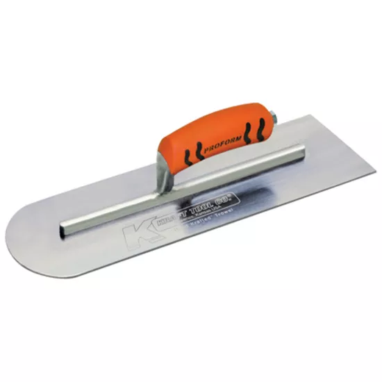 Kraft 16"x4" Carbon Steel Round Front/Square Back Cement Finish Trowel with Proform Handle