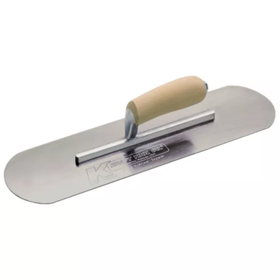Kraft 20"x5" Carbon Steel Pool Trowel with Camel Back Wood Handle - 11-5/8" Shank