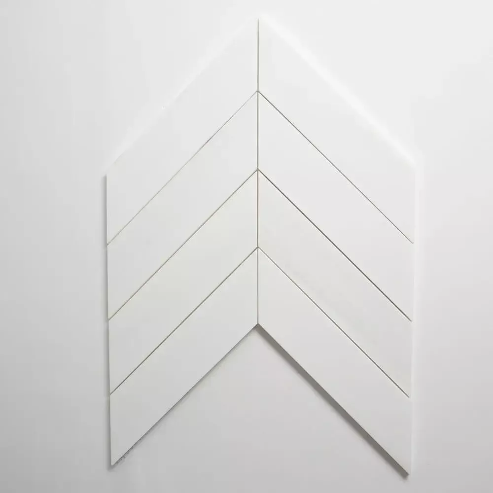 Large Trapeze Bianco Dolomiti Honed Marble Waterjet Decos 13 7/16x13 7/16