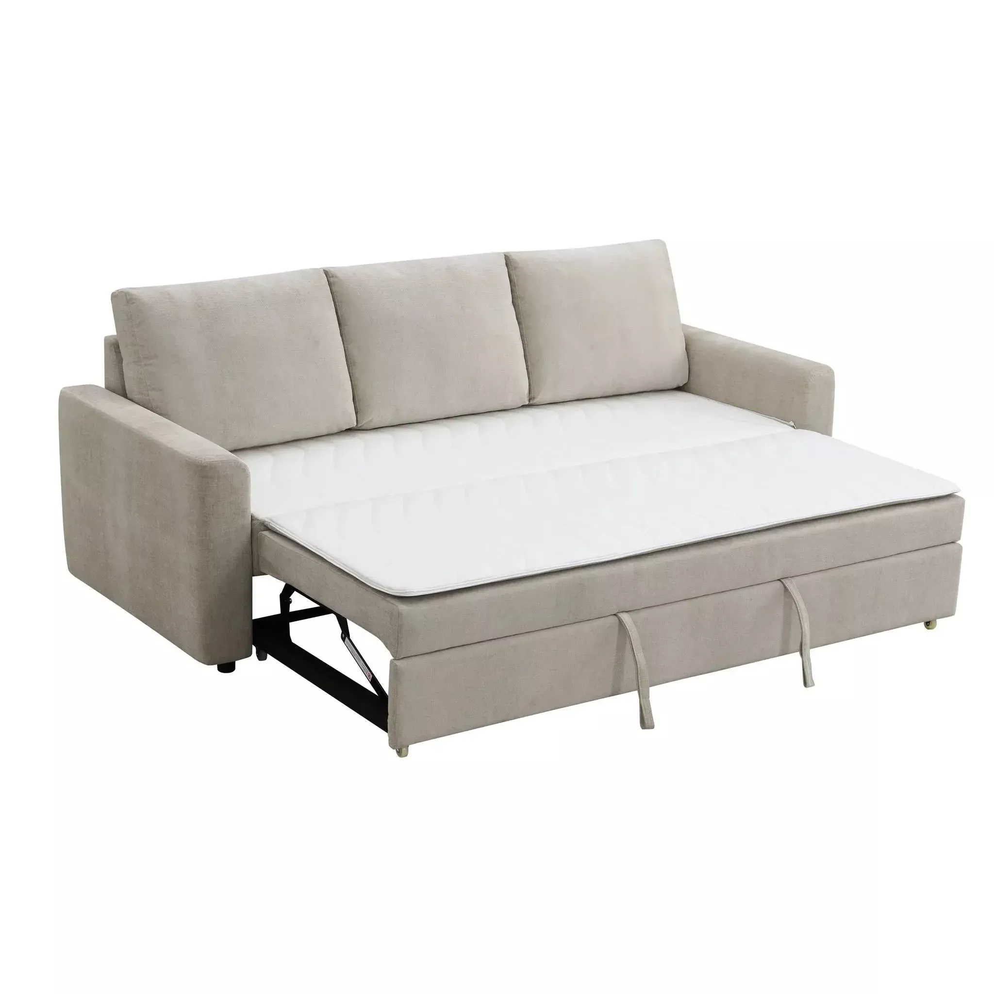 Leira - Linen Pull Out Sleeper Sofa - Beige