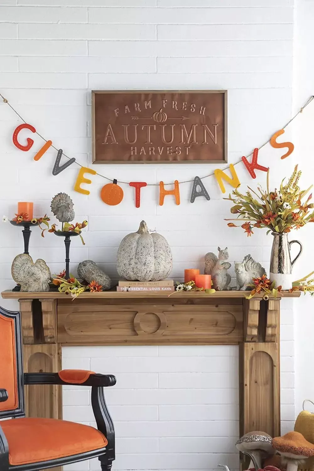 Length Colorful Give Thanks Banner, Home Decor For Harvest Festival Fall Festival & Thanksgiving Table Decorations (Set of 2) - Orange Multi