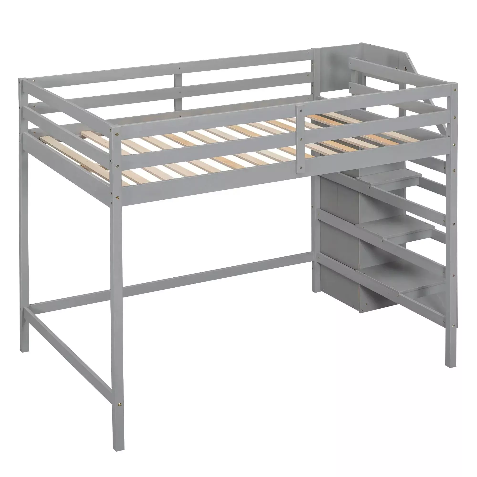 Loft Bed With Built In Storage Wardrobe And Staircase