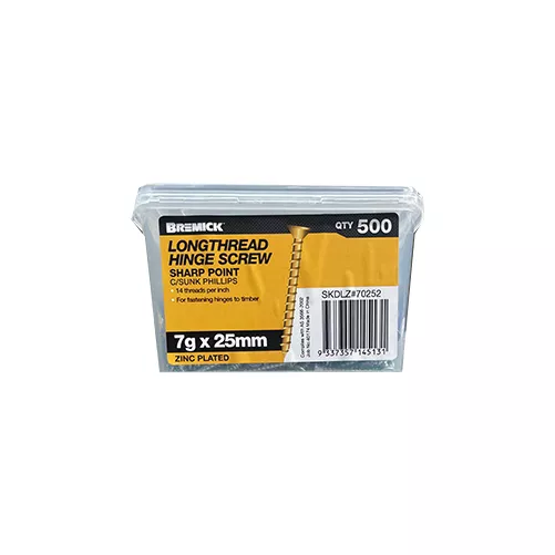 Long thread Screw 7g x 25mm Zinc Plated Timber Screws Box of 500