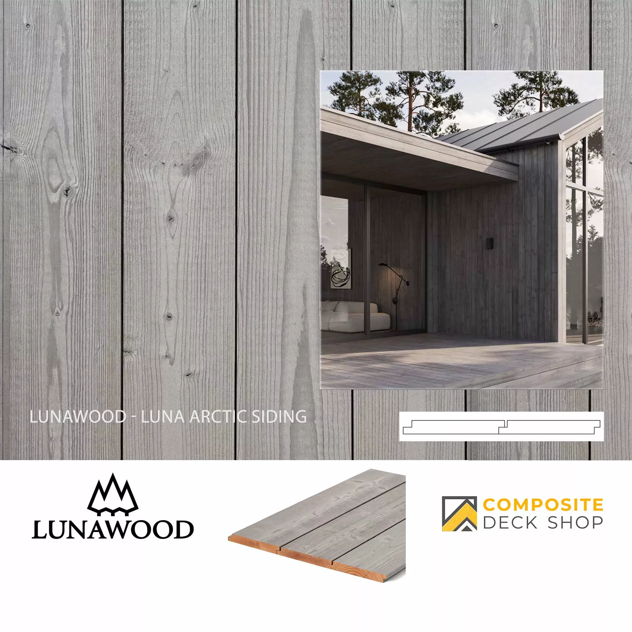 Lunawood Siding / Cladding - Luna Arctic Layer 19×142, 1x6