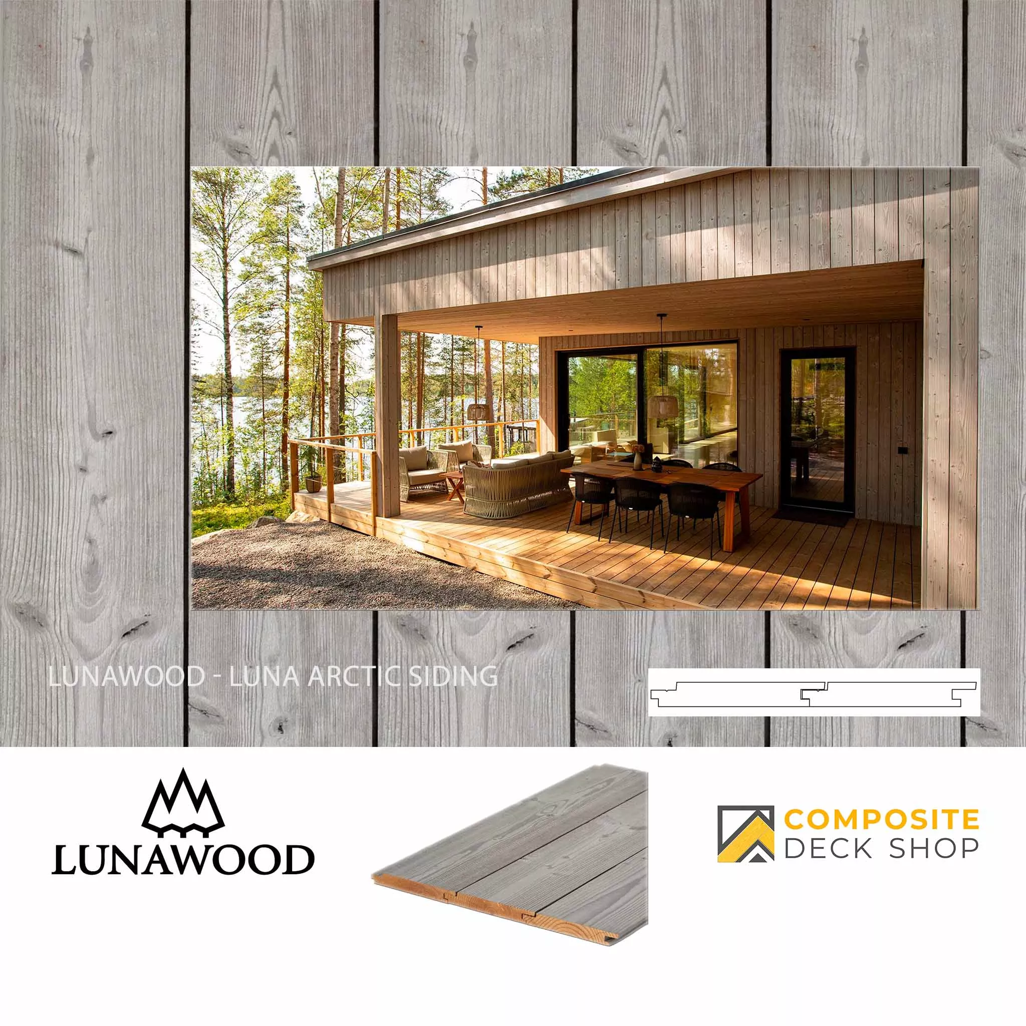 Lunawood Siding / Cladding - Luna Arctic Sharp HF 20×142, 1x6