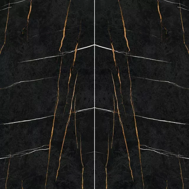 Magnifica Encore Sahara Noir Luxury Bookmatch 63x126 Satin 12mm Porcelain Slab