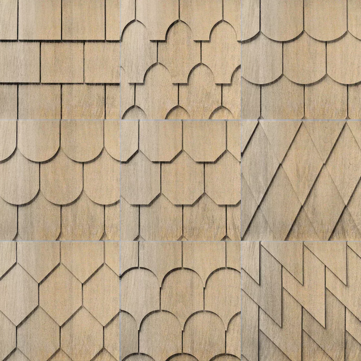 Maibec Genuine Wood Victorian Shingles in Light Grey H2BO