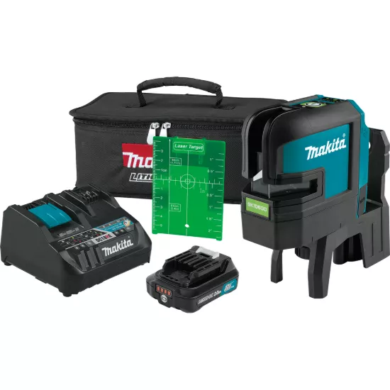 Makita 12V max CXT Self-Leveling Cross-Line/4-Point Green Laser Kit w/1 x 2.0Ah Battery