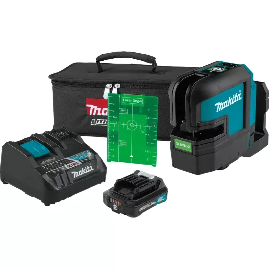 Makita 12V max CXT Self-Leveling Cross-Line Green Laser Kit w/1 x 2.0Ah Battery