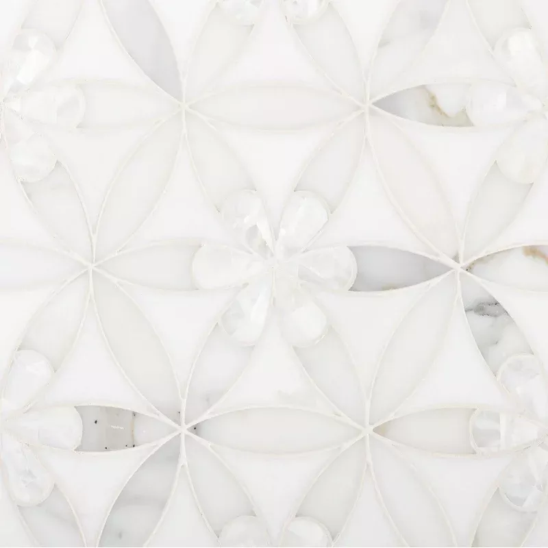 Marielle Thassos Mother of Pearl Waterjet Marble Mosaic
