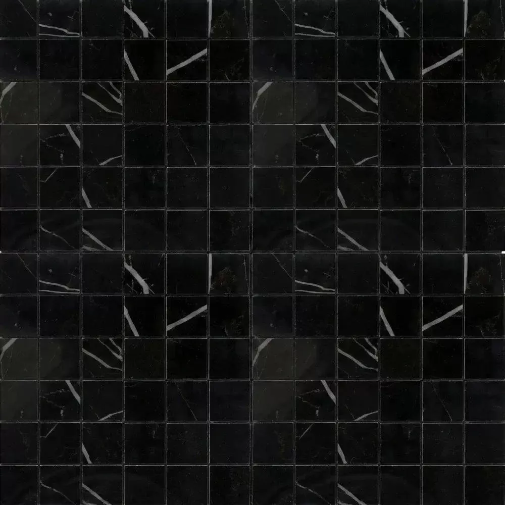 Marquina Nero Polished 2x2 Porcelain Mosaics 12x12