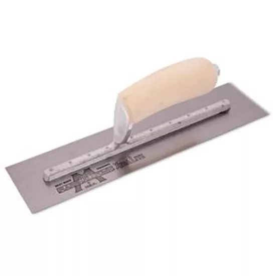 Marshalltown 12" x 3" Finishing Trowel - Curved Wood Handle