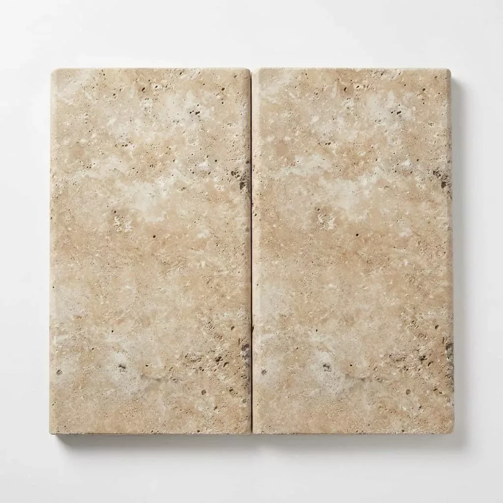 Mediterranean Ivory 12x24 3cm Bullnose Edge Tumbled Travertine Pool Coping