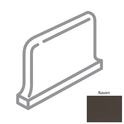 Metropolitan Raven Ceramic Wall Trim - 6" x 6" Round Top Cove Base Right Corner