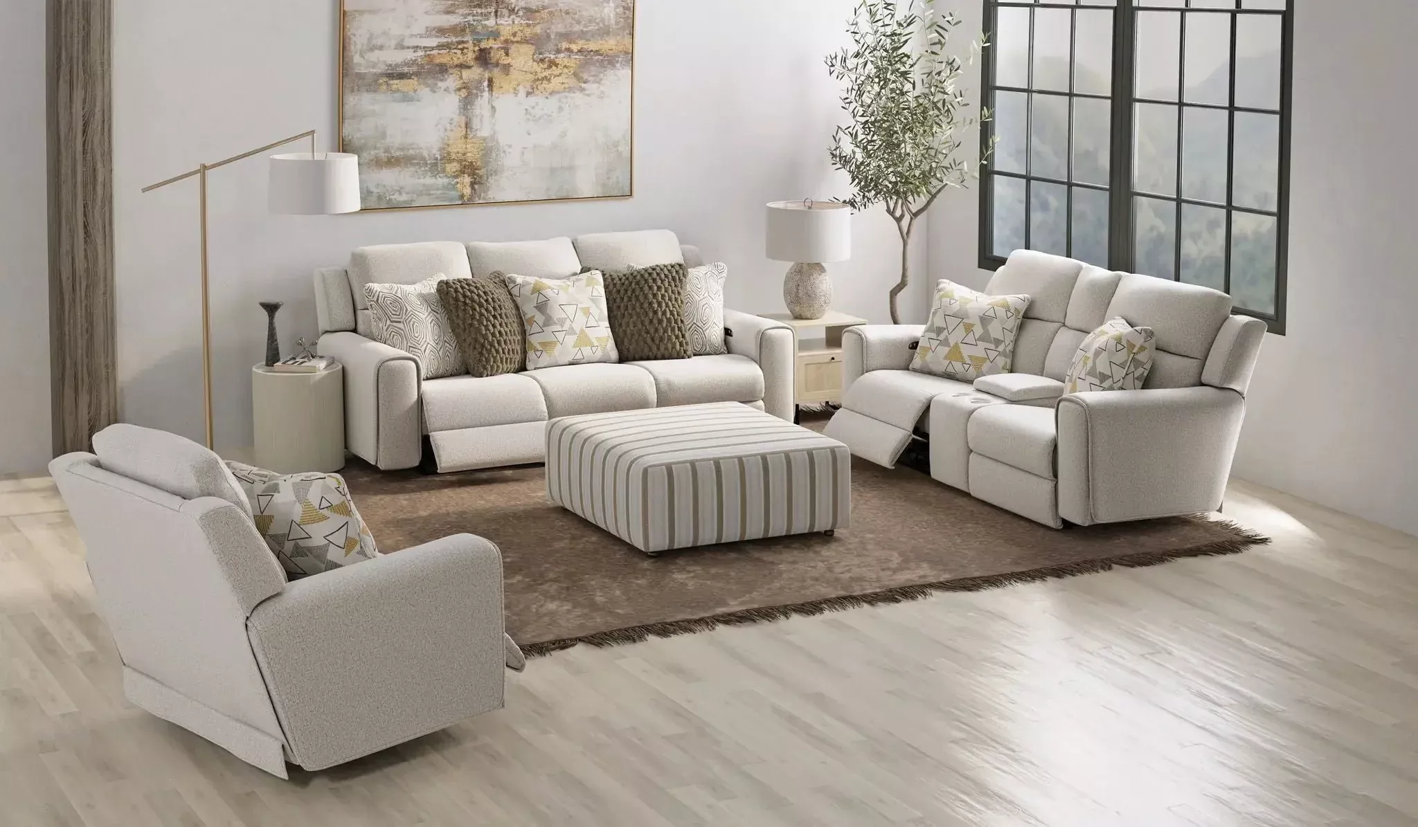 Micah - Power Headrest Power Deep Seat Reclining Sofa - Oatmeal