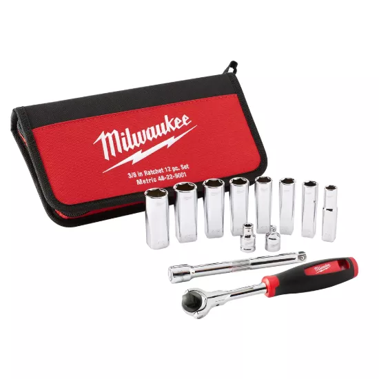 Milwaukee 12 Piece 3/8" Drive Metric Socket Set