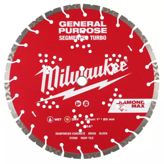 Milwaukee 14" DIAMOND MAX Segmented Turbo Diamond Blade