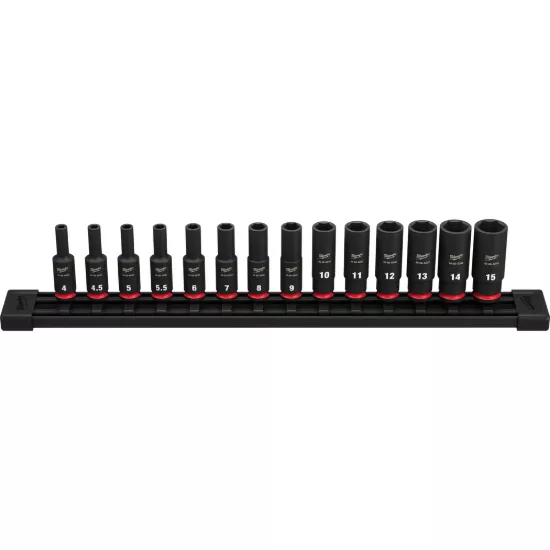 Milwaukee 14 Piece SHOCKWAVE Impact Duty Metric Deep 6 Point Socket Set