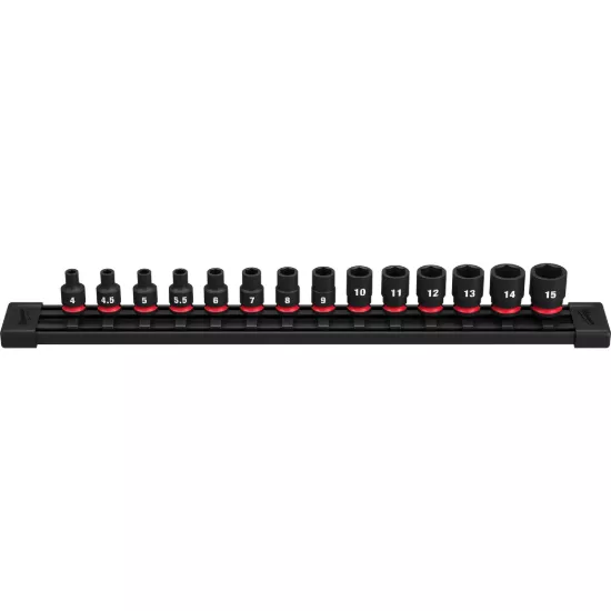 Milwaukee 14 Piece SHOCKWAVE Impact Duty Metric Standard 6 Point Socket Set