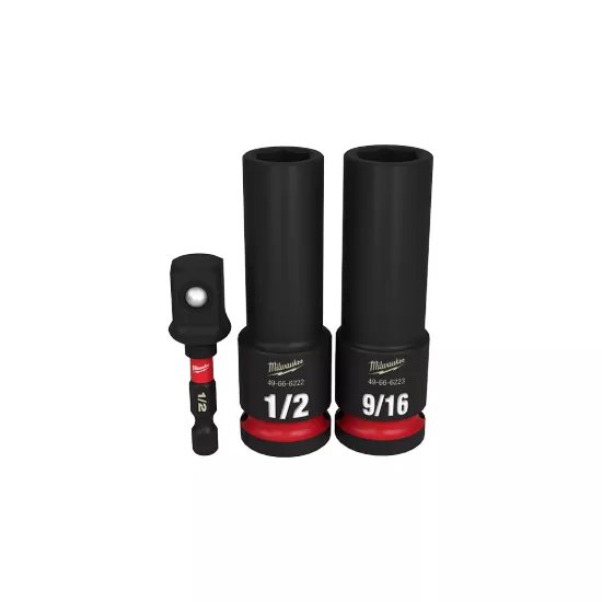 Milwaukee 3 Piece SHOCKWAVE Impact Duty 1/2" Drive Deep 6 Point Socket Set