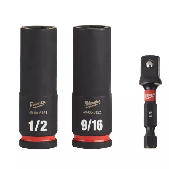 Milwaukee 3 Piece SHOCKWAVE Impact Duty 3/8" Drive Deep 6 Point Socket Set
