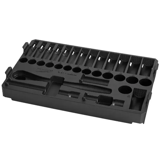 Milwaukee 32 Piece 3/8" Metric Ratchet and Socket Set with PACKOUT Low-Profile Compact Organizer