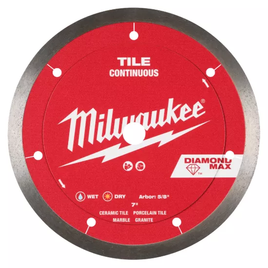Milwaukee 7" DIAMOND MAX Continuous, Tile Diamond Blade