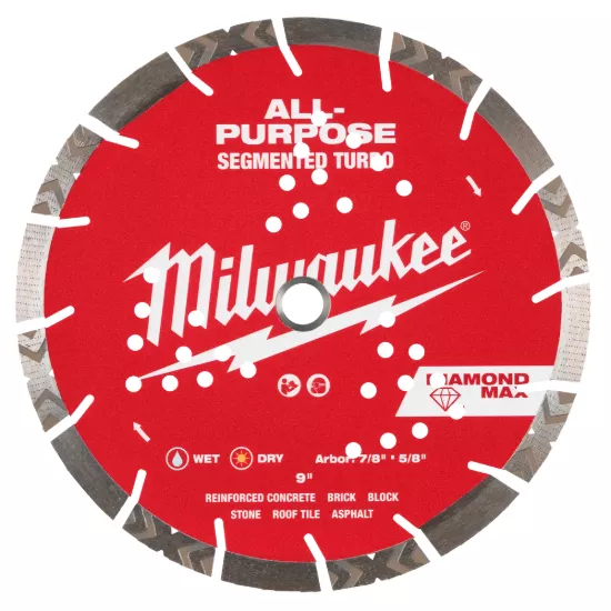 Milwaukee 9" DIAMOND MAX All-Purpose Segmented Turbo Diamond Blade