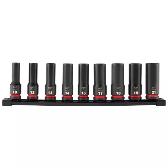 Milwaukee 9 Piece SHOCKWAVE Impact Duty 1/2" Drive Metric Deep 6 Point Socket Set