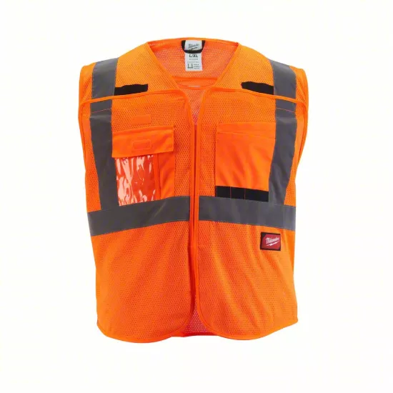 Milwaukee Class 2 Breakaway Hi-Vis Orange Mesh Safety Vest - L/XL