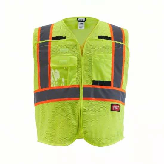 Milwaukee Class 2 Breakaway Hi-Vis Yellow Mesh Safety Vest - S/M (ANSI/CSA)