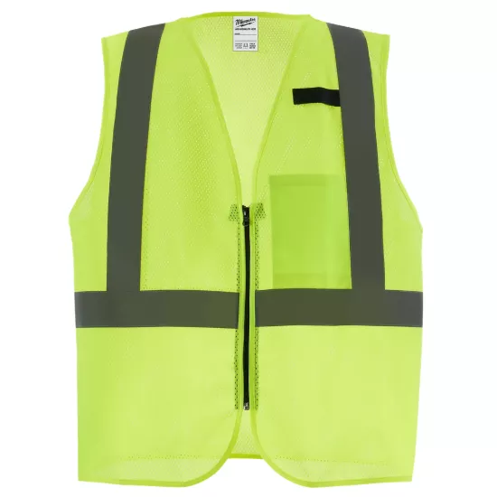 Milwaukee Class 2 Hi-Vis Yellow Mesh One Pocket Safety Vest - S/M