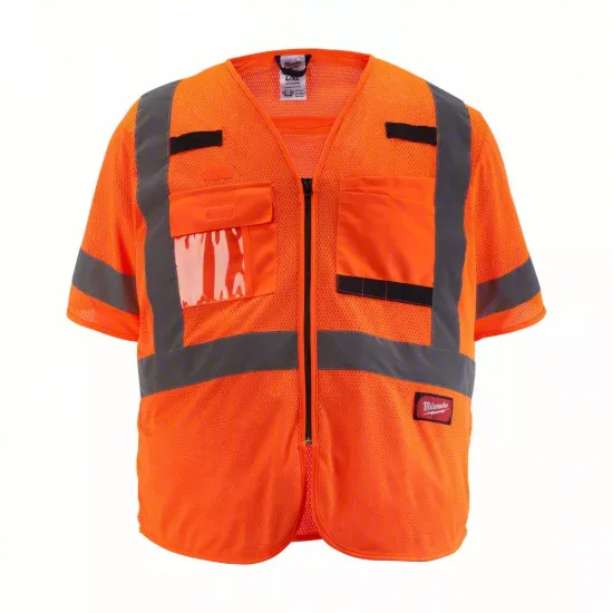 Milwaukee Class 3 Hi-Vis Orange Mesh Safety Vest - 2XL/3XL