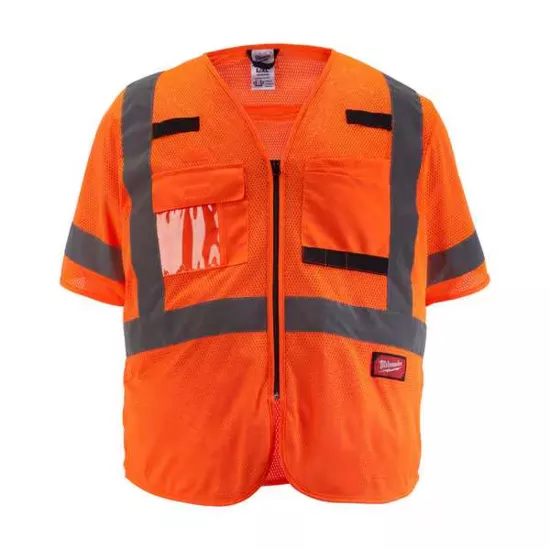 Milwaukee Class 3 Hi-Vis Orange Mesh Safety Vest - S/M