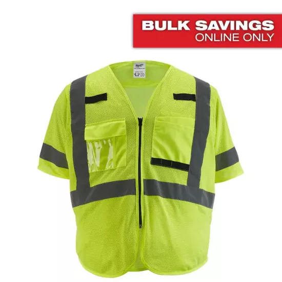 Milwaukee Class 3 Hi-Vis Yellow Mesh Safety Vest - S/M