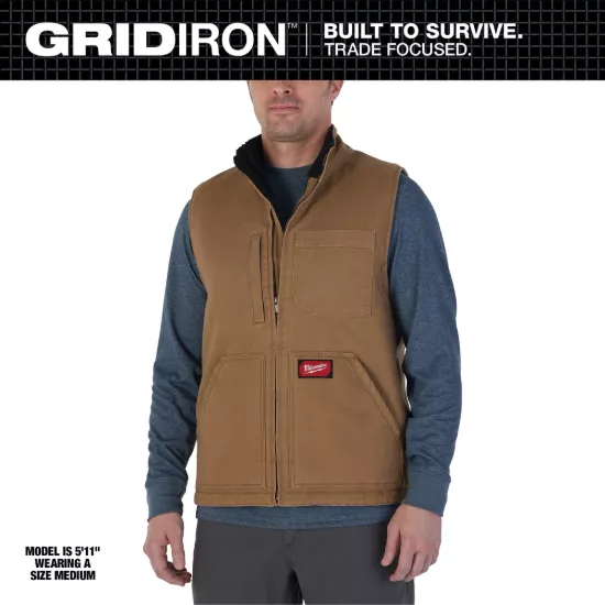 Milwaukee GRIDIRON Sherpa-Lined Vest - Brown - 3XL