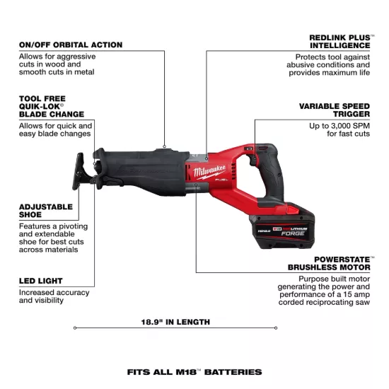 Milwaukee M18 FUEL Super SAWZALL Reciprocating Saw Kit