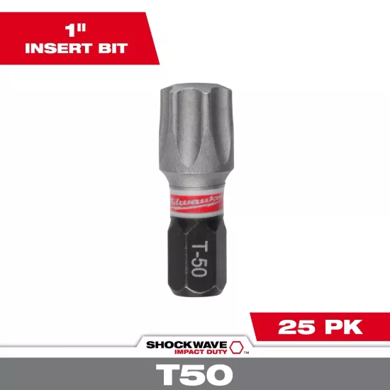 Milwaukee SHOCKWAVE 1" Impact TORX T55 Insert Bits (25 Pack)