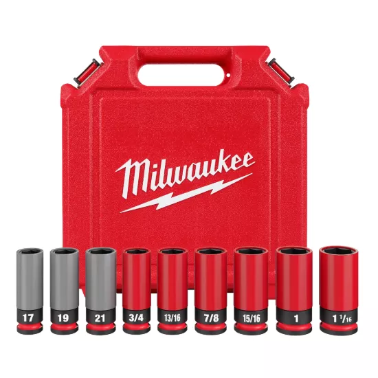 Milwaukee SHOCKWAVE Impact Duty 1/2 Drive Metric 9 Piece Lug Nut Wheel Socket Set