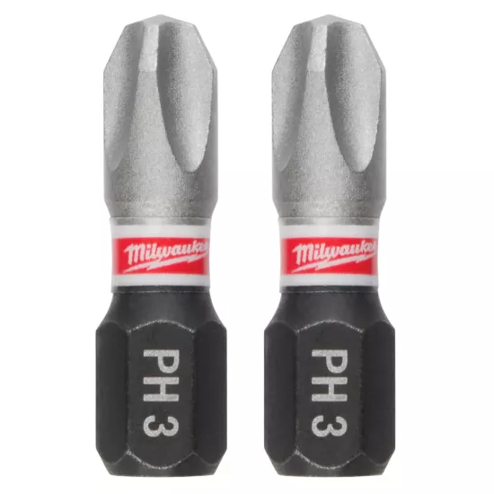 Milwaukee SHOCKWAVE Impact Duty 1" Phillips #3 Insert Bits (2 Pack)
