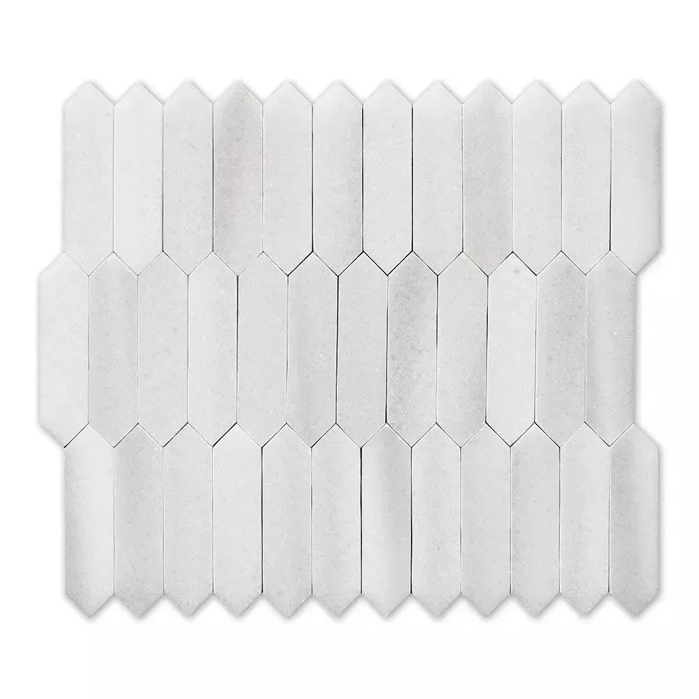 Mink White Polished Baby Picket Waterjet Marble Mosaics 13 3/16x11