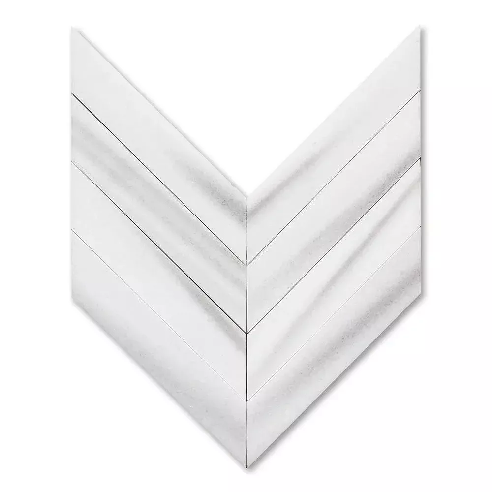 Mink White Polished Chevron Waterjet Marble Mosaics 13x10