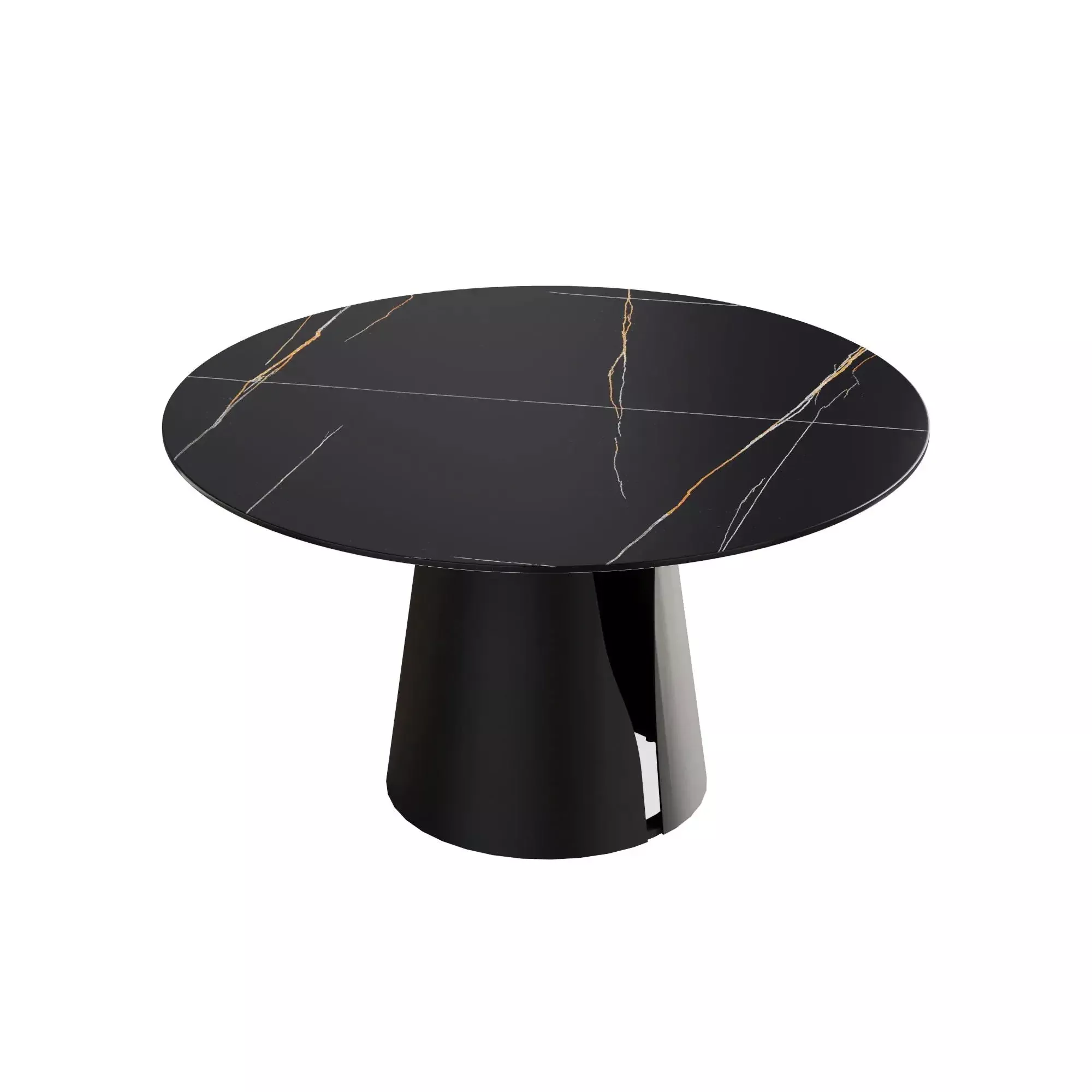 Modern Artificial Stone Round Carbon Steel Base Dining Table, Can Accommodate 6 People