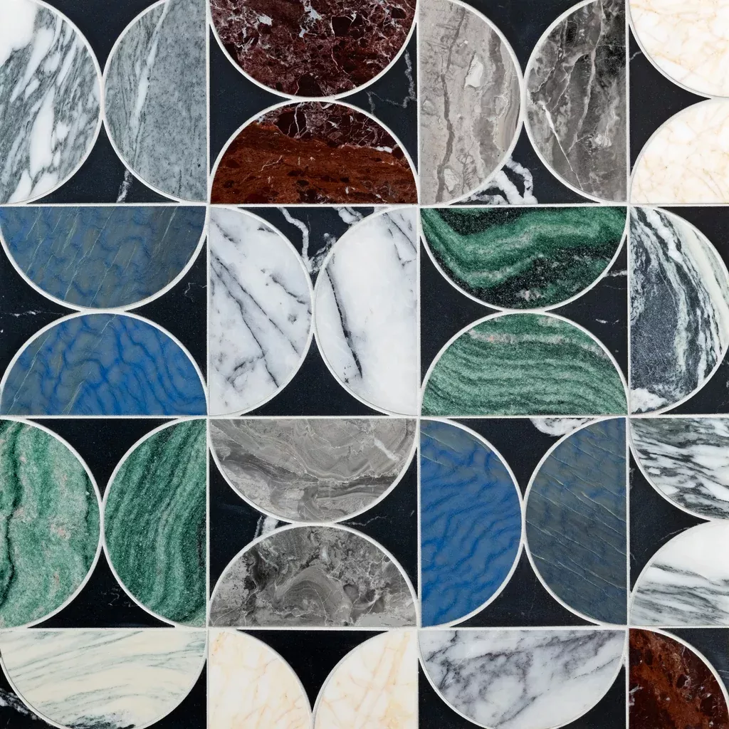 Moon Cosmati Light Waterjet Mosaic