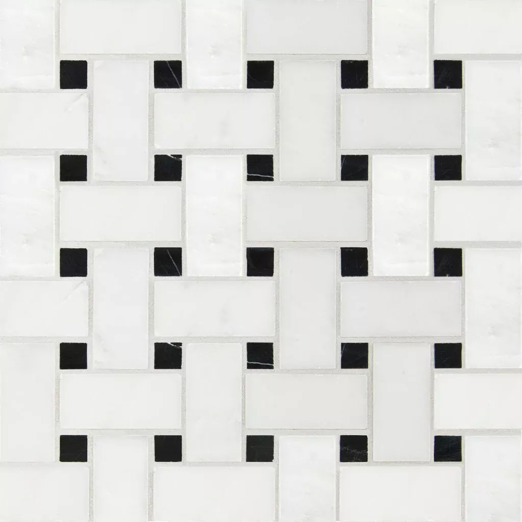 Mosaic Bianco Carrara w/Nero Swatch Card